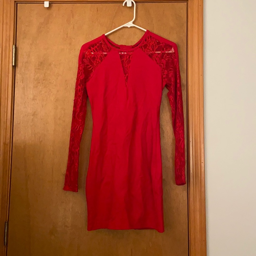 red Guess dress